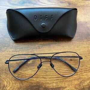 Diff Eyewear "Karter" Aviator Blue Light Glasses New Condition Black Frames